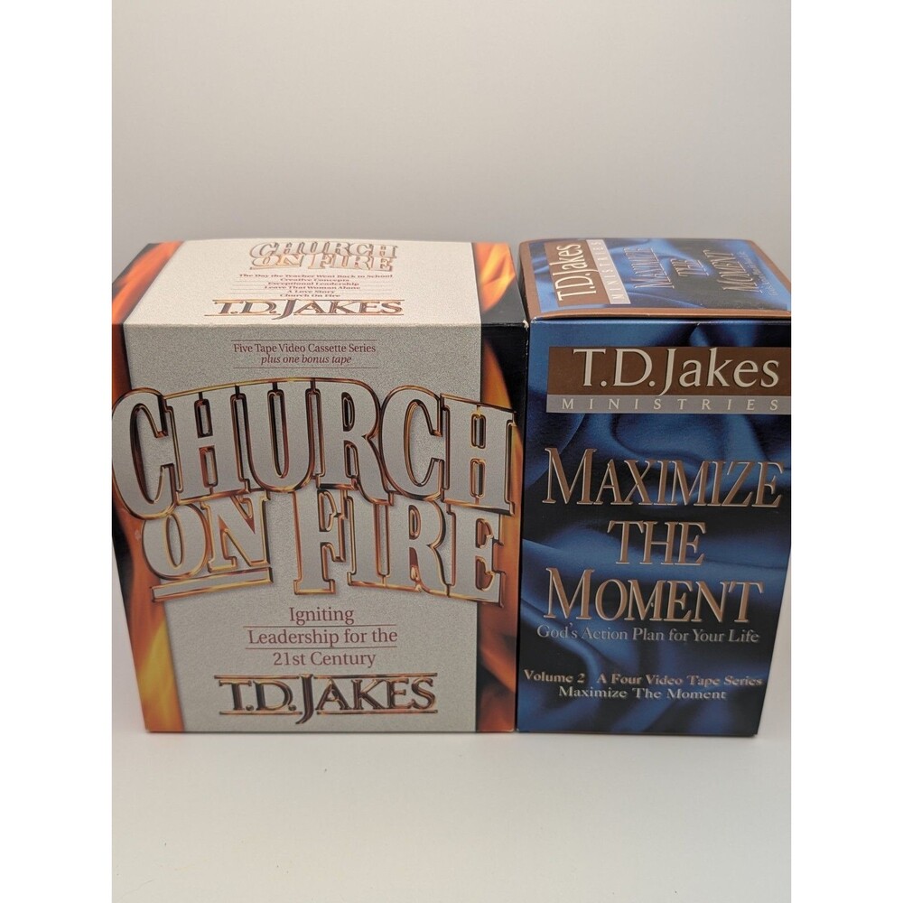 T.D. Jakes 10 VHS Box Set Lot Church On Fire & Maximize The Moment Vintage Media